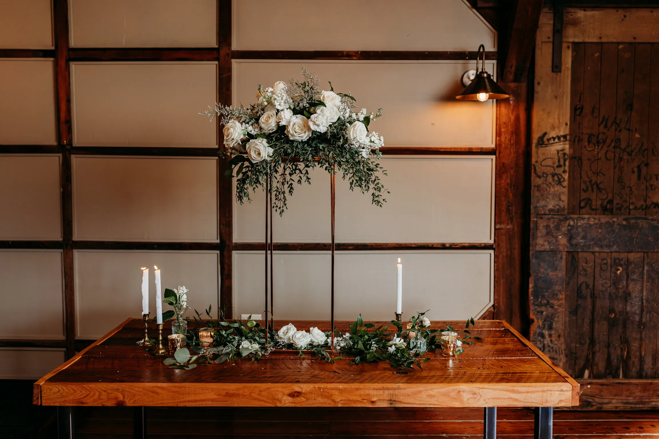 Elevated floral arrangement by Heather Florals